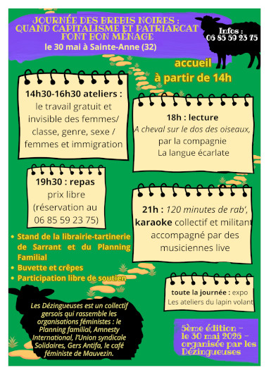 flyer de la mnifestation du café féministe d'auch au camping du mouton noir